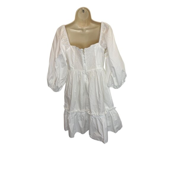 Cara Cara White Puff Sleeve Sip Sip Mini Dress - Size M - Picture 5 of 9